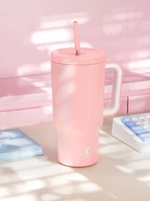 30盎司带把手保温杯，真空密封水瓶，带防漏盖和吸管的保温杯，不锈钢咖啡杯，保温10小时或保冷24小时，适用于水、冰茶、咖啡、冰沙等饮品。 - 粉色 - 查看 8