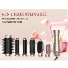 Air Styler Set Magic Styler, 6 In 1 Styler, Dryer Styler With Curl, Straighten, Volumize, Smooth And Blow Dryer Brush, Hot Hair Styler For All Hair Types/Lengths, Christmas Gift - UK Plug(220-240V) - View 2