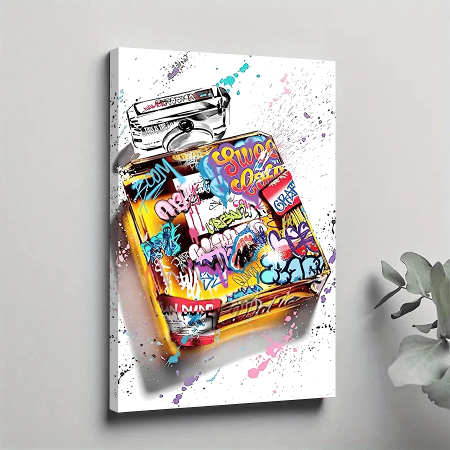 1pc Framed Canvas Poster, Graffiti Wall Art Canvas Paintings, Ideal Gift For Bedroom Living Room Corridor, Wall Art, Room Decoration - 彩色 - 查看 1