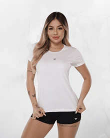 Women's Gym Set: DRY FIT T-Shirt + Sports Fitness Shorts - 白色 - 查看 3