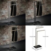 Suporte de toalha de chão em aço inoxidável 304 (1 unidade), com barra dupla e base de mármore, para banheiro. Acessórios e utensílios para banheiro. - Multicolorido - Ver 4