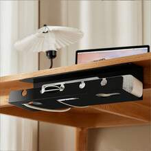 1 pieza Organizador de regleta de alimentación y almacenamiento lateral de escritorio, estante simple para gestión de cables, adecuado para dormitorio y oficina - Multicolor - Ver 3
