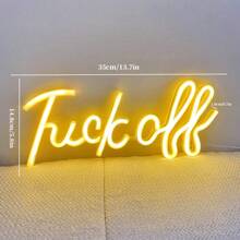 1 件卧室装饰霓虹灯“FUCKOFF”灯，电池或 USB 供电小夜灯，35x14.8 厘米/13.7x5.8 英寸 LED 装饰灯，适用于书桌、墙壁、游戏室、游戏玩家设置、卧室、宿舍、露营、酒吧、派对、生日、婚礼、节日