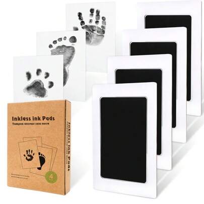 1pc/4pcs Non-Ink Handprint & Footprint Kit - Hand & Foot Print Ink Pad - Dog Paw Print Kit, Dog Nose Print Kit - Foot Print Kit, Clean Touch Footprint Set, Handprint Kit (Spray Ink Black)
