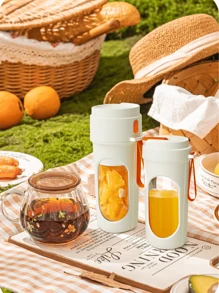 RAF 1pc 450ml Wireless Portable Blender Electric Juicer Machine, USB Rechargeable Mini Fruit Juicer Mixer With 12 Blades And Dual Cup