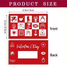 Valentine's Day Scratch Card, Red Surprise Card With Rose Lip Ring Date Pattern, DIY Holiday Gift Certificate, Party Game Prizes, Contains Lucky Scratch Stickers, Cartoon Valentine's Day Scratch Card, Suitable For Valentine's Day Activities, Handwritten Scratch Prize Card, Perfect For Valentine's Day Parties.
