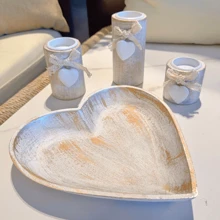 Set portacandele in legno bianco, portacandele da tè, ciotola decorativa in legno carino con portacandele da tè e pietre decorative per un'atmosfera accogliente, portacandele in legno, stile Ins regalo per matrimonio, anniversario, festa della mamma, decorazione per feste, regalo per l'inaugurazione di una casa, regalo per San Valentino, decorazione per tavolino da caffè per il salotto, decorazioni per il camino nel salotto, decorazione da tavolo rustica e vintage, accessori per il salotto, centrotavola natalizio