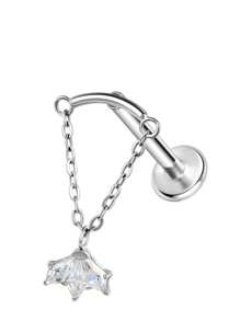 1PC Titanium Internally Threaded Waterdrop Dangle Labret Double Chain Dangle Top Helix Cartilage Piercing Ear Tragus Daith Earrings Jewelry