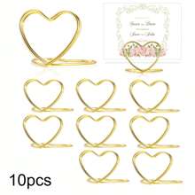 40pcs Heart Shape Metal Gold Table Number Seat Card Holder, Photo Holder Stand Wedding Table Number Name Card Holder Suitable For Wedding Valentine's Day Birthday Party Table Sign Decoration