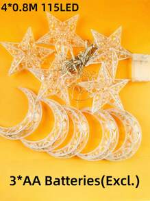 1pc 115 LED 4*0.8m USB 8 Modes Acrylic Hollowed-Out Star & Moon Curtain Lights For Wedding, Engagement, Home, Garden, Holidays, Festival