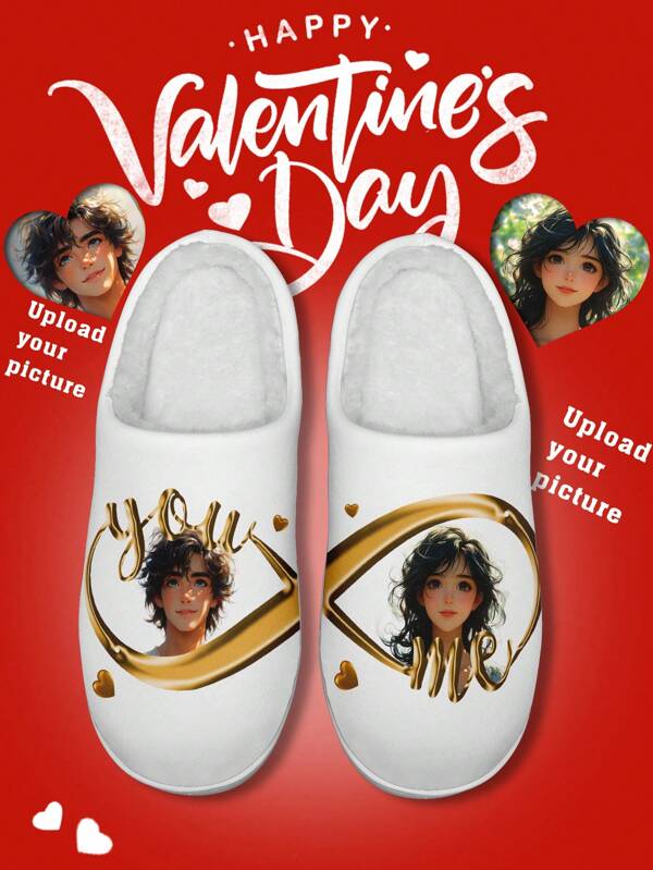 Pantoufles de maison personnalisées pour les amoureux pour la Saint-Valentin, pantoufles de maison confortables et légères avec design photo d'amoureux, cadeau personnalisé de la Saint-Valentin pour maman/papa/elle/lui/copine/copain/femme/mari/ami(e)
