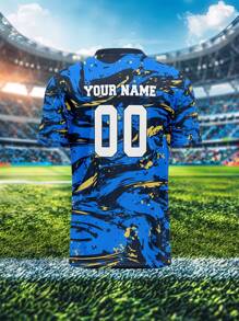 2025 Custom Your Own Jersey, Men/Women's Sports Team Club Training V-Neck Football Shirt With Front & Back Name & Number Printing, Comfortable Casual Fit For Daily Wear, Party & Gathering - Multicolor - View 8