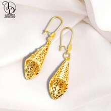 奢华女士几何圆锥形镀金耳环，优雅的迪拜婚礼/派对礼物 - 金色 - 查看 5