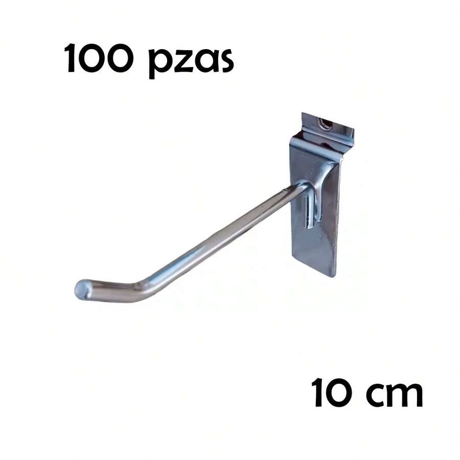 Gancho Blister Panel Ranurado Delgado 100 Pzas - 10 Cm - Plateado - Ver 1