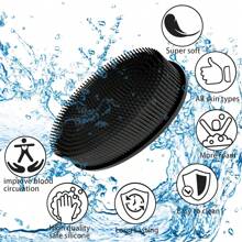 1 件装硅胶沐浴露、硅胶丝瓜络 2 合 1 沐浴洗发刷、身体磨砂膏、敏感肌肤沐浴清洁去角质、优质泡沫按摩沐浴刷、浴室清洁工具、家居浴室装饰 - 黑色 - 查看 5