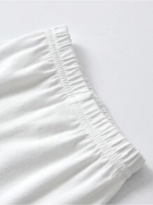 女婴心形印花荷叶边领条纹衬衫和裤子休闲套装 - 藍色 - 查看 7