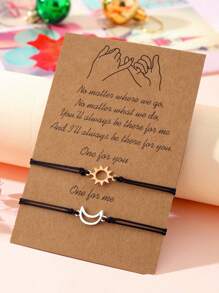 1 对太阳和月亮手链，创意友谊/情侣手工编织腕带，男女皆宜 - 彩色 - 查看 14