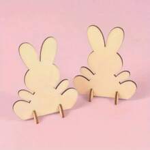 10 pièces Fournitures artisanales de lapin de Pâques, lapin de Pâques en bois à décorer soi-même, décorations en copeaux de bois cadeaux de Pâques
