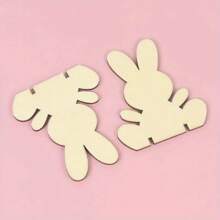 10 pièces Fournitures artisanales de lapin de Pâques, lapin de Pâques en bois à décorer soi-même, décorations en copeaux de bois cadeaux de Pâques