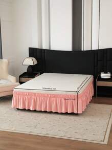 1pc Soft & Smooth Ruffle + Satin Elastic Bedskirt, Soft Bedding, Solid Color Hotel Style Bed Skirt, Stretchy Elastic Bed Ruffle, Suitable For Bedroom, Guest Room, Dormitory, Hotel, All Seasons