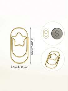 50 个金色星形回形针，迷你金属防滑文具夹，适用于办公室、学校和家庭组织、返校、学校用品 - 金色 - 查看 2