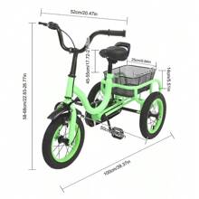 WUPYI 12" Inch Tricycle 3 Wheels Bicycle For Children Trike With Shopping Basket - Green - View 3