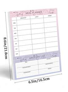 1 Pc Weekly Meal Planner Notebook 6.5x8.6 Inch, 52 Sheets Weekly Meal Planner Magnetic, Fridge Magnetic Menu Planner For Fridge Notepad For Daily & Weekly Plan, Family Use - Pink - View 4