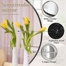 Wall Mirror - Bathroom Mirror Metal Frame Half Circle Mirror 2 Pack DIY For Bathroom, Bedroom, Living Room, Cloakroom, Entryway Home Decor Gifts