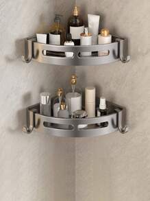 1 pieza Estantería de pared de baño de acero inoxidable (diseño de ganchos aleatorios) - Multicolor - Ver 17