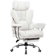 Chaise de jeu GTPLAYER, chaise de jeu, chaise de bureau ergonomique avec repose-pieds, surface en tissu, coussin d'assise à ressorts, chaise de jeu rembourrée, fauteuil de jeu capacité de charge 150 kg - Blanc - Voir 1