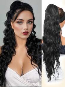 长款水波爪马尾接发黑棕高光金灰色 26 英寸耐热纤维合成马尾假发适合女孩女士派对日常佩戴 - 彩色 - 查看 1