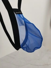 DomiGe 1 件装男士性感蓝色柔软网眼带丁字裤内裤