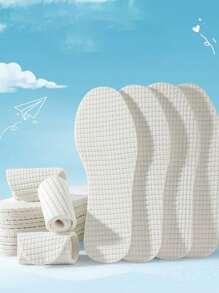 1 Pair Soft Latex Insoles, Anti-Fatigue For Long-Time Standing, Moisture-Wicking & Breathable, Ultra-Soft Shoe Sole, Unisex Casual Shoes Insoles - White - View 3