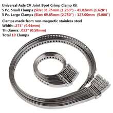10pcs Adjustable CV Joint Boot Crimp Clamp Stainless Steel Universal CV Boot Clamp Large Small 2 Size CV Boot Crimp Drive Shaft Joint Kit For Vehicle Car Motorbike - Silver - View 5