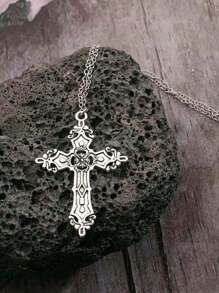 朋克风格水钻天使翅膀和吊坠项链，钛钢，适合男女日常佩戴，礼物 - 銀色 - 查看 10