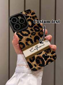 Étui de protection souple compatible avec iPhone 11/12/13/14/15/16 Pro Max, en PU personnalisé avec motif imprimé léopard et rayures verticales, antichoc et anti-rayures