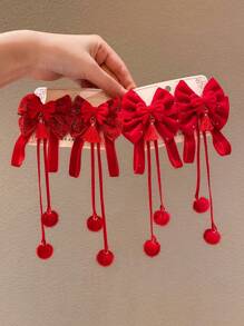 2/4个装 女孩红色蝴蝶吊坠发夹，适合作为圣诞节和新年礼物 FGirlmen - 紅色 - 查看 5