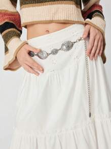 1pc Plus Size Women Oversize Boho Vintage High-End Gold Metal Belt, Fashion Waist Chain, Suitable For Dresses, Shirts, Beach, Party, Festival