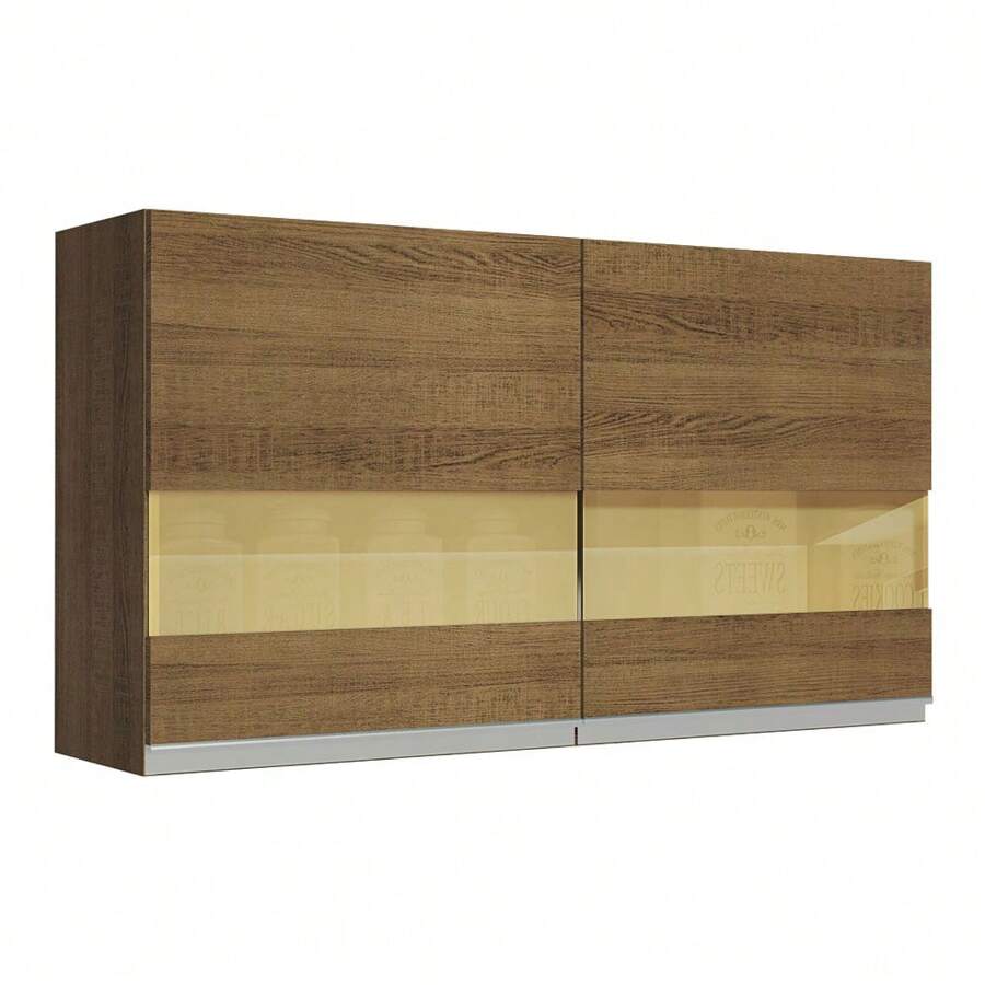 Alacena Madesa Glamy 120 Cm 2 Puertas Con Vidrio Color Marrón - Marrón - Ver 1