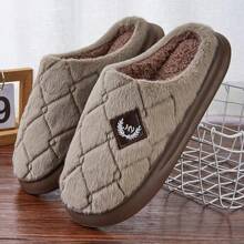 Zapatillas de casa de piel a cuadros para hombres, cómodas, de espuma de memoria EVA, zapatos ligeros y casuales, zapatillas de felpa cálidas y antideslizantes, talla grande, invierno - Marrón - Ver 9