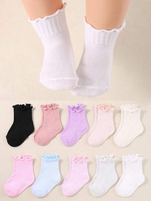 10 Paar Baby Holzspitzen Socken für Baby Mädchen in Rosa mit süßen Mädchen Socken Kleinkind Socken