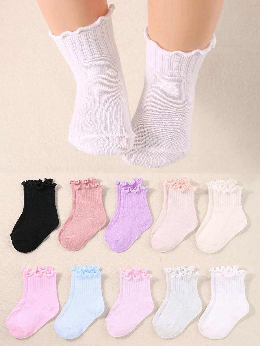 10 đôi tất ren tai gỗ cho bé gái màu hồng kèm tất dễ thương cho bé gái - Nhiều màu - Xem 1