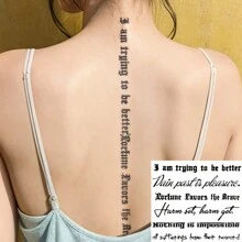 1 Piece, Spine English, Temporary Tattoo Sticker, Sexy, Simple, Waterproof, Lasting For One To Two Weeks, Imitating Tattoo Color, Non Reflective, Suitable For The Back And Spine At Once