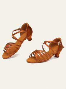 Scarpe da ballo latino da donna, sandali da ballo con tacco basso, scarpe da ballo per principianti