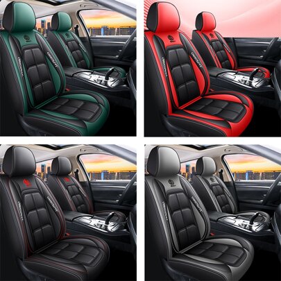 Conjunto De Capas De Assento De Carro De Pu - Tamanho Universal, Design Perfurado E Respirável, Fácil De Instalar, Proteção Do Assento Dianteiro, Sem Enchimento - Adequado Para A Maioria Dos Modelos (1)
