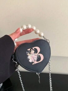 Miniborsetta elegante e carina, stampe di 26 lettere in stile ballerina, borsa a tracolla in PU con manico e porta-monete a forma di rossetto. Può essere utilizzato come porta-monete per rossetto, da portare a spalla o a tracolla. Adatto per uscite, viaggi e shopping. Perfetto come regalo per Natale, Ringraziamento, San Valentino o per il venerdì. Il regalo ideale. Romantico.