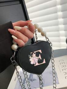 Miniborsetta elegante e carina, stampe di 26 lettere in stile ballerina, borsa a tracolla in PU con manico e porta-monete a forma di rossetto. Può essere utilizzato come porta-monete per rossetto, da portare a spalla o a tracolla. Adatto per uscite, viaggi e shopping. Perfetto come regalo per Natale, Ringraziamento, San Valentino o per il venerdì. Il regalo ideale. Romantico.