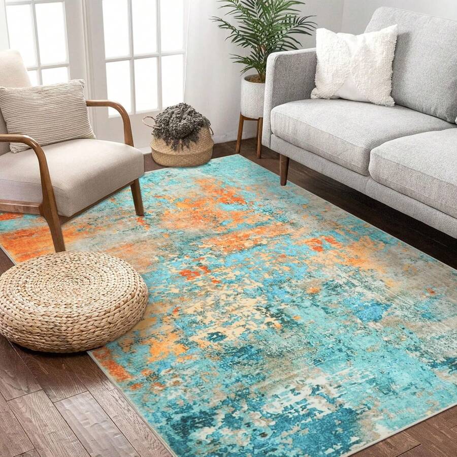 Famibay 2x3/2x6/2x8/2x10ft Modern Abstract Runner Rugs For Hallway, Non Slip Washable Rug Runners,Washable Kitchen Rugs, Soft Large Area Rug Carpet For Living Room 3x5/5x8/6x9/8x10ft,Hallway,Door,Kitchen Bathroom,Bedroom