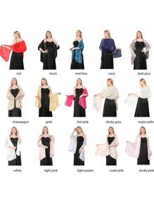 1pc Fashionable Evening Wrap Shawl, Satin Shawl, Extra Long Wedding Shawl For Brides Party