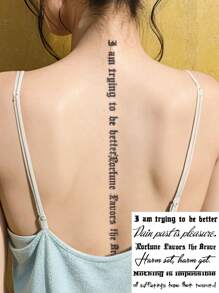 1 Piece, Spine English, Temporary Tattoo Sticker, Sexy, Simple, Waterproof, Lasting For One To Two Weeks, Imitating Tattoo Color, Non Reflective, Suitable For The Back And Spine At Once
